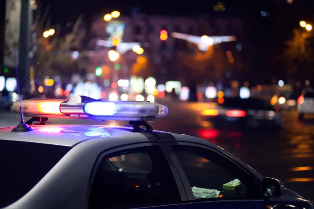 Police car responding to a threat or emergency